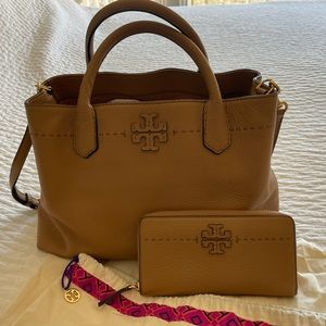 Tory Burch McGraw purse and matching wallet.